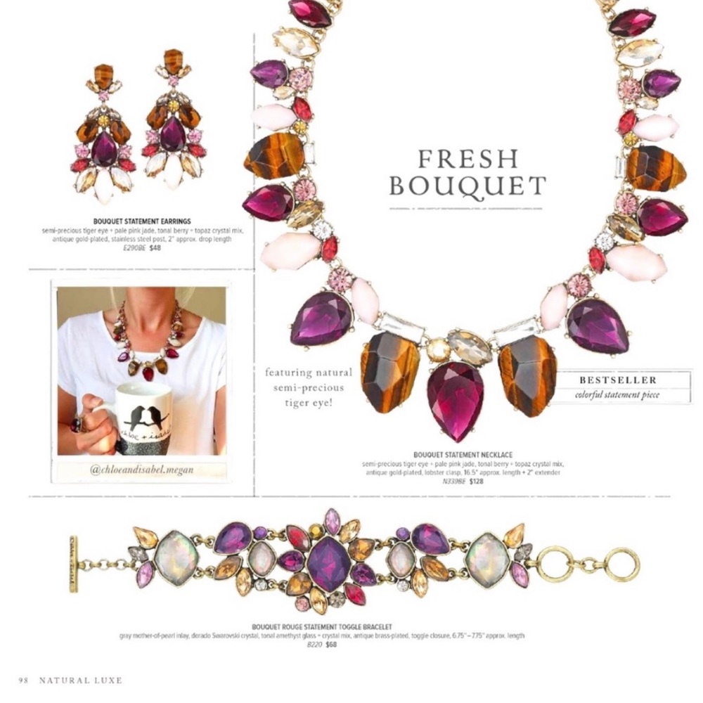 Chloe + Isabel Fresh Bouquet Necklace -  Bracelet - Earrings Purple and Pink